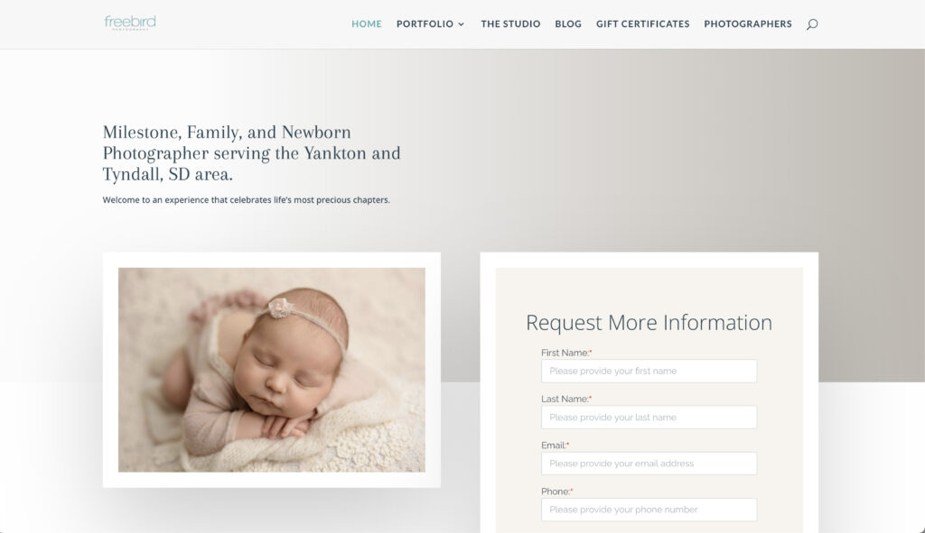 freebird Photography website graphic